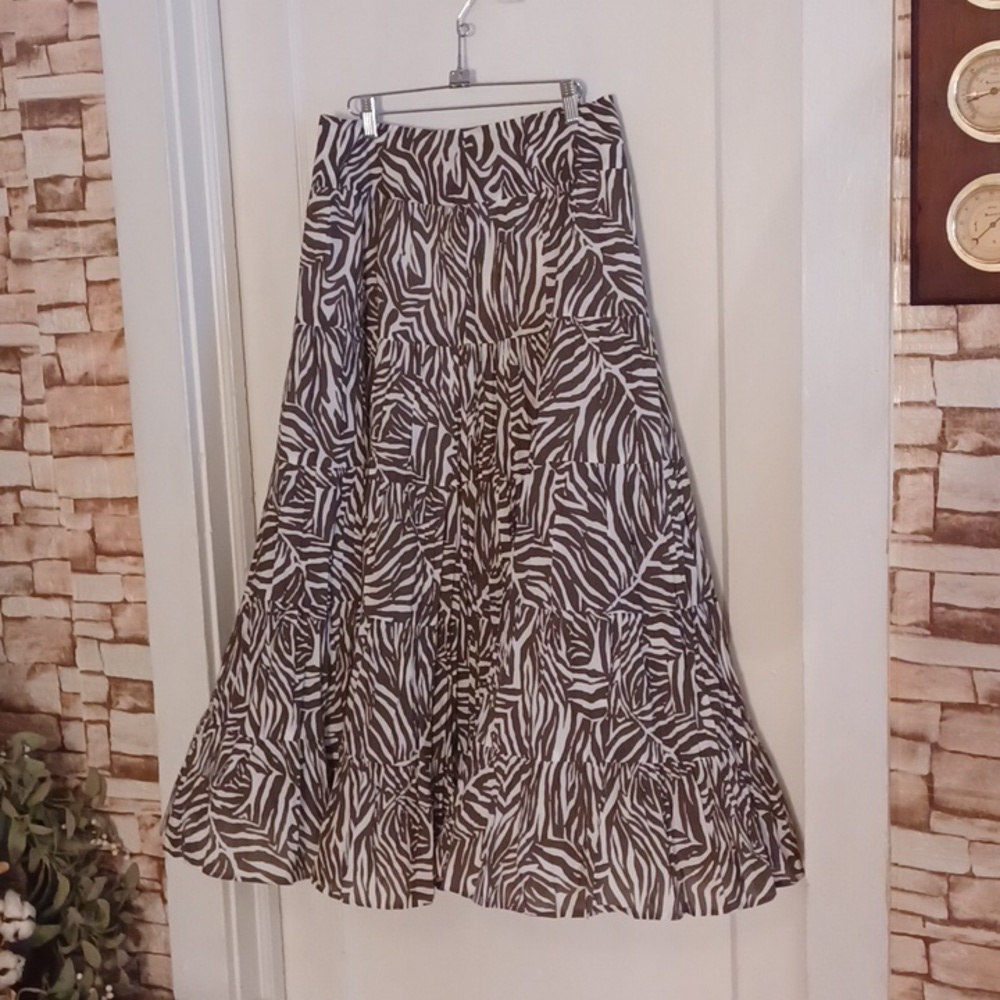 Maxi skirt flared, tiered skirt, 100 percent cotton, boho, size 4, y2k